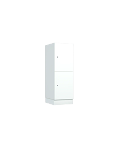 Houten kledinglocker laag model met brede vakken voor 2 personen - wit - H.120 x B.40 cm
