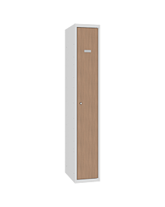 Kledinglocker met houtlook laminaatdeur voor 1 persoon - H.180 x B.30 cm