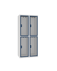 Locker met 4 brede vakken en doorzichtige plexiglas deuren - H.180 x B.80 cm