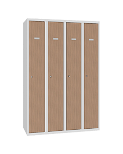 Kledinglockers met houtlook voor 4 personen laminaatdeuren - H.180 x B.120 cm
