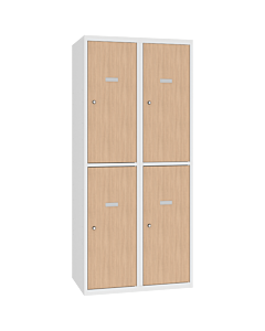 Brede half-hoge kledinglockers met houtlook laminaatdeuren voor 4 personen - H.180 x B.80 cm