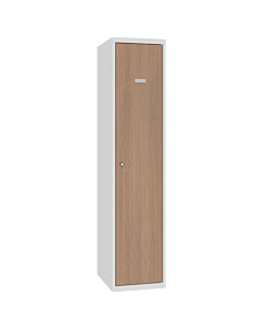 Brede kledinglocker met houtlook voor 1 persoon laminaatdeur - H.180 x B.40 cm