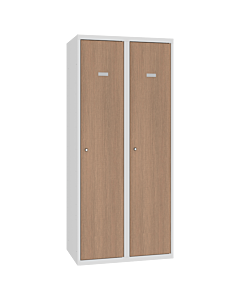 Brede kledinglockers met houtlook laminaatdeuren voor 2 personen - H.180 x B.80 cm