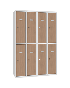 Half-hoge kledinglockers met houtlook laminaatdeuren voor 8 personen - H.180 x B.120 cm