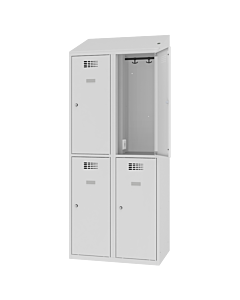 Halfhoge 4 persoons lockerkast met stroomvoorziening in elk vak (breed model) - H.200 x B.80 cm