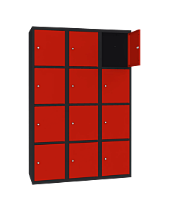 Metalen locker met 12 vakken - H.180 x B.120 cm