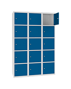 Metalen locker met 15 vakken - H.180 x B.120 cm