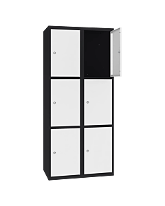 Metalen locker met 6 vakken - H.180 x B.80 cm