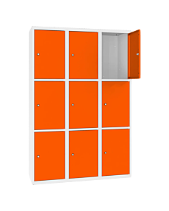 Metalen locker met 9 vakken - H.180 x B.120 cm