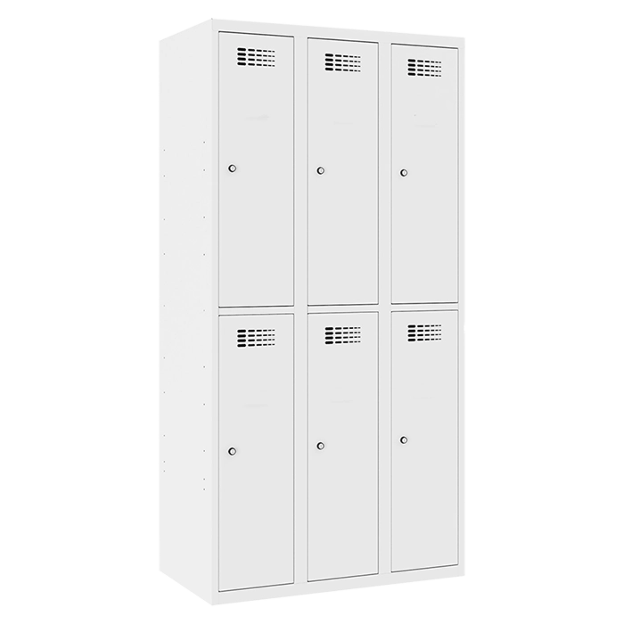 Halbhoher Spindschrank für 6 Personen mit Regal und Kleiderstange + 3 Kleiderhaken – H.180 x B