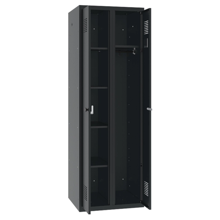Spacious 1-person clothes locker with hanging and shelf area and